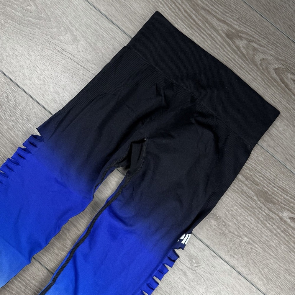Victorias Secret Pink‎ Cool Comfy Ombré Dip Dye Slashed Leggings Blue Large New
